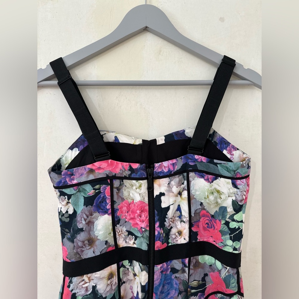 REBECCA MINKOFF Floral Bustier 100% Rayon Cocktail Wedding Guest Dress Size 0 - Picture 10 of 13